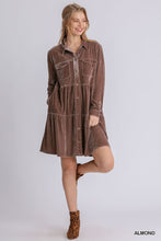 Load image into Gallery viewer, Mocha Velvet Pocketed Tiered Dress
