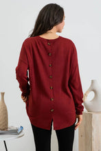 Load image into Gallery viewer, Burgundy Solid Back Button Pullover Sweater
