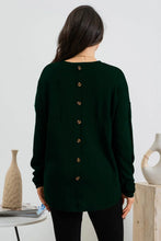 Load image into Gallery viewer, Hunter Green Solid Back Button Pullover Sweater
