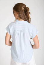 Load image into Gallery viewer, Blue Striped collared V-neck