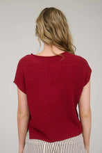 Load image into Gallery viewer, SPLIT NECK SHORT SLEEVE KNIT PULLOVER : RED