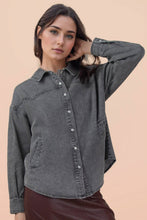 Load image into Gallery viewer, Charcaol Pearl Snap Denim  Top
