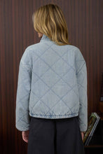 Load image into Gallery viewer, Washed Denim Quilted Front Zipper and Tiee Jacket
