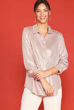 Load image into Gallery viewer, Metallic Foil Button Down Shirt
