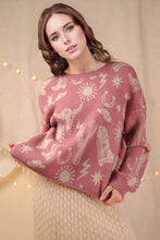 Load image into Gallery viewer, Mauve Western Graphic Oversized Knit Sweater
