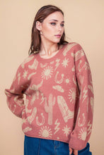 Load image into Gallery viewer, Mauve Western Graphic Oversized Knit Sweater
