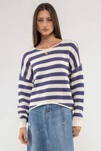 Load image into Gallery viewer, Blue Striped Knit Pullover

