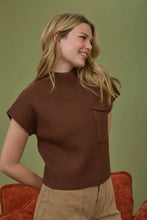 Load image into Gallery viewer, Sleeveless Mock Neck Sweater- Brown

