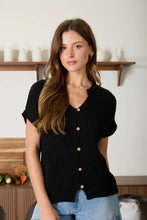 Load image into Gallery viewer, Short Sleeve Button Down Knit Sweater
