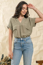 Load image into Gallery viewer, Olive Cuffed Sleeve Top
