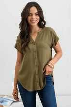 Load image into Gallery viewer, Olive Rolled Sleeve Top
