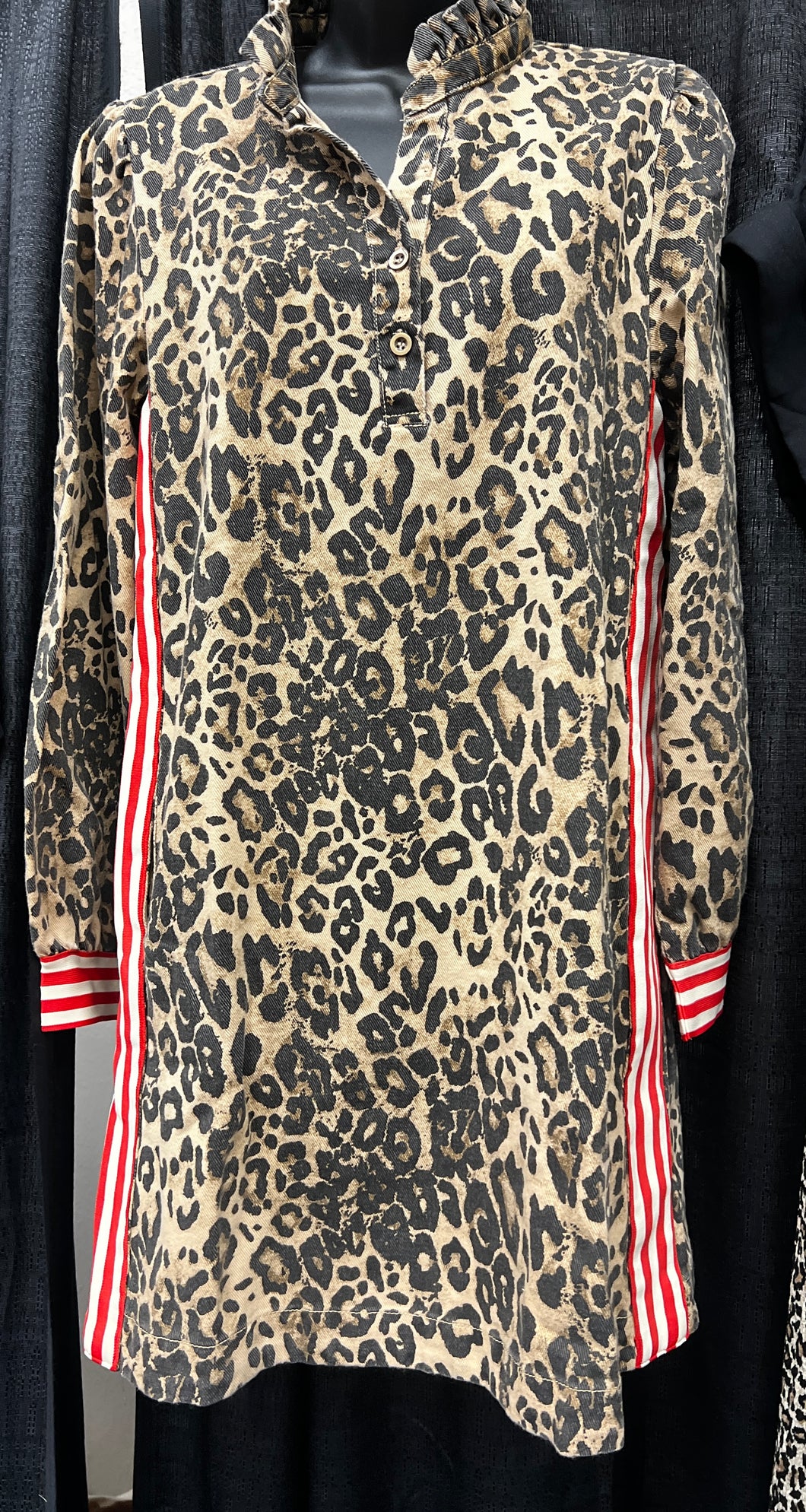 Animal Print Dress with Track Trim
