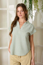 Load image into Gallery viewer, Green Striped collared V-neck
