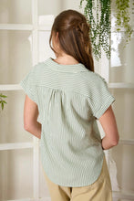 Load image into Gallery viewer, Green Striped collared V-neck
