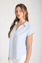 Load image into Gallery viewer, Blue Striped collared V-neck
