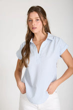 Load image into Gallery viewer, Blue Striped collared V-neck
