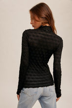 Load image into Gallery viewer, Black Hi Neck Lace Long Sleeve Top
