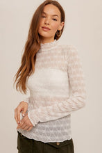 Load image into Gallery viewer, Off White Hi Neck Lace Long Sleeve Top
