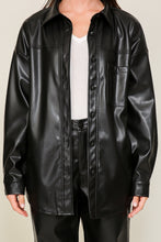 Load image into Gallery viewer, Oversized Vegan Leather Button Down
