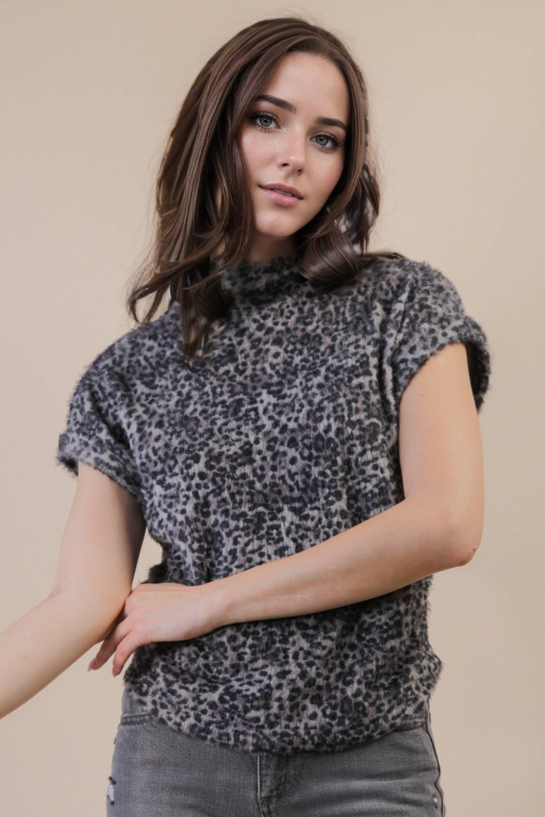 Leopard Soft Knit Sleeveeless Top