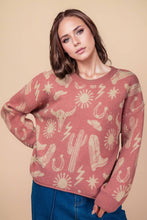 Load image into Gallery viewer, Mauve Western Graphic Oversized Knit Sweater
