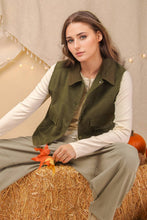 Load image into Gallery viewer, Olive Washed Barn Vest:
