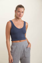 Load image into Gallery viewer, Midnight Navy Ribbed Seamless Cropped Tank Top
