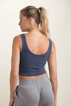 Load image into Gallery viewer, Midnight Navy Ribbed Seamless Cropped Tank Top

