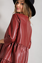 Load image into Gallery viewer, Wine Vegan Leather Dress
