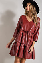 Load image into Gallery viewer, Wine Vegan Leather Dress
