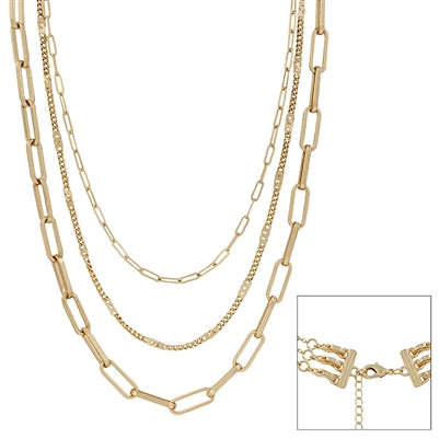 Matte Gold Three Layered Necklace